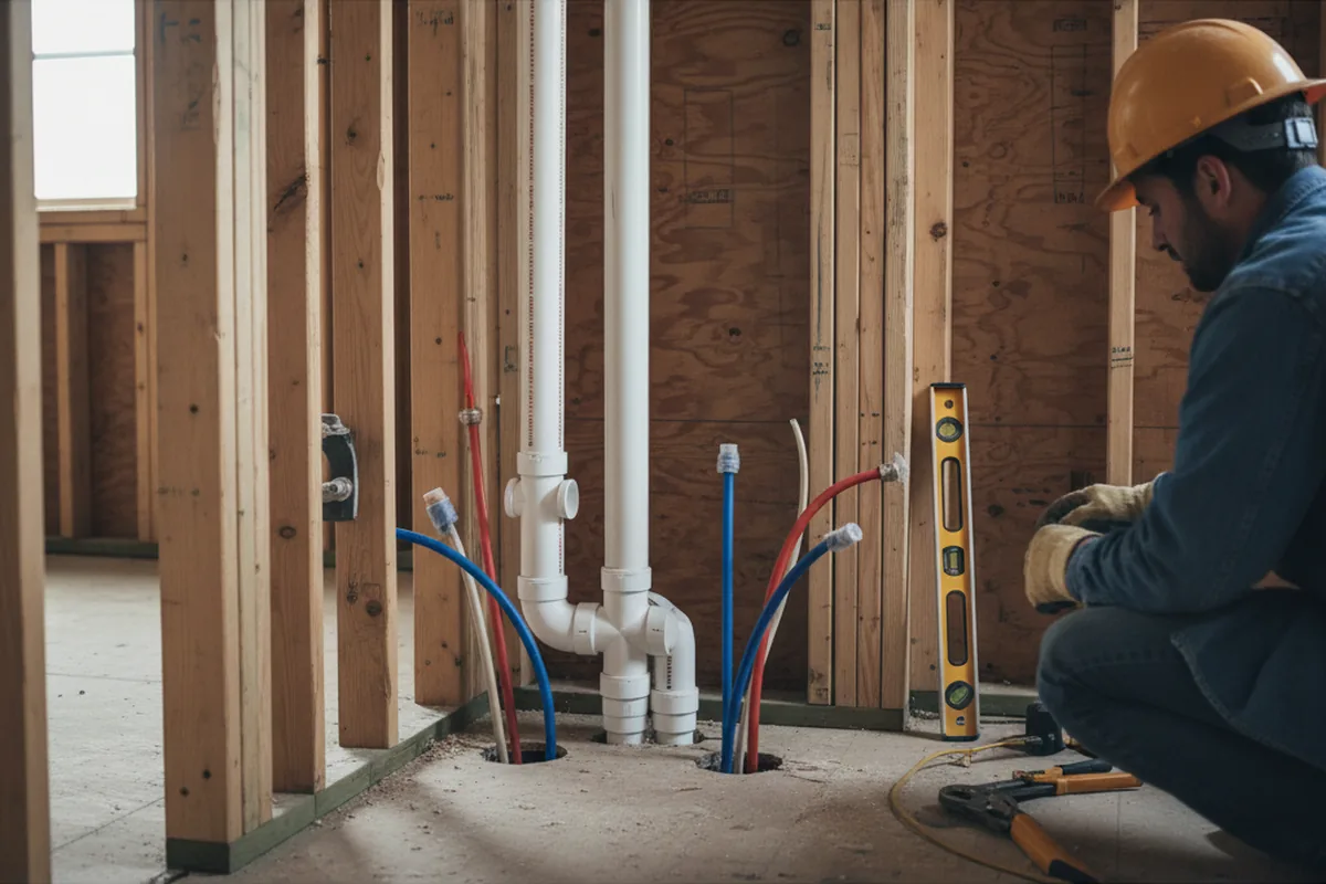 Drain and supply rough-in during Garbage Disposal Repair in Sterling Forest